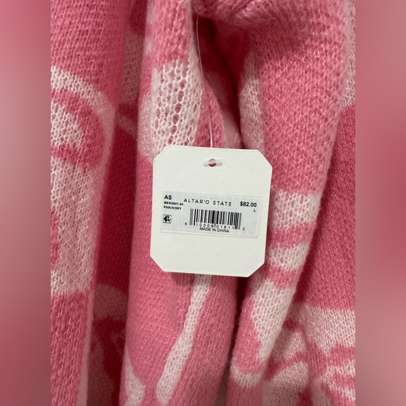SOLD - Altar’d State Coquette Pink Checkered Bow Cardigan - Picture 5 of 6
